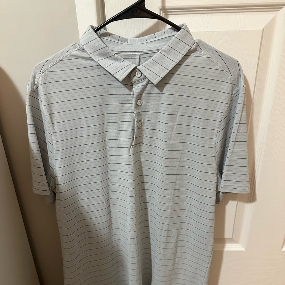 lululemon athletica Men's Gray Striped Polo Shirt